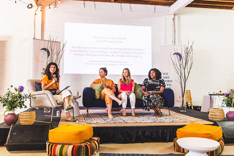 panel discussion stage setup using lounge furniture to create a relaxed environment