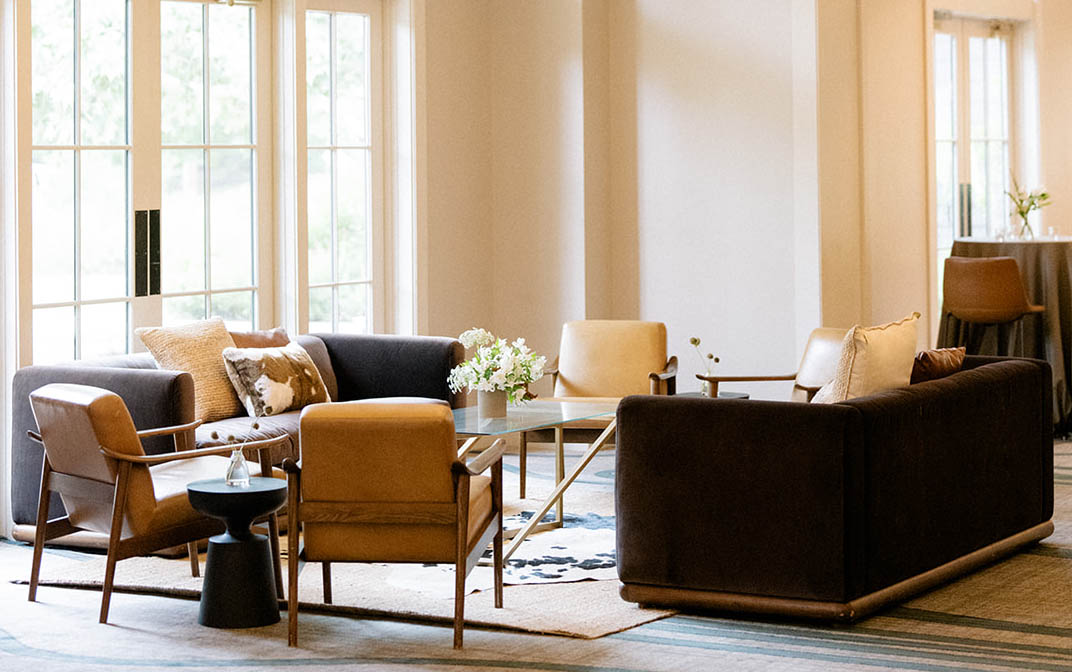 brown and cream western wedding furniture